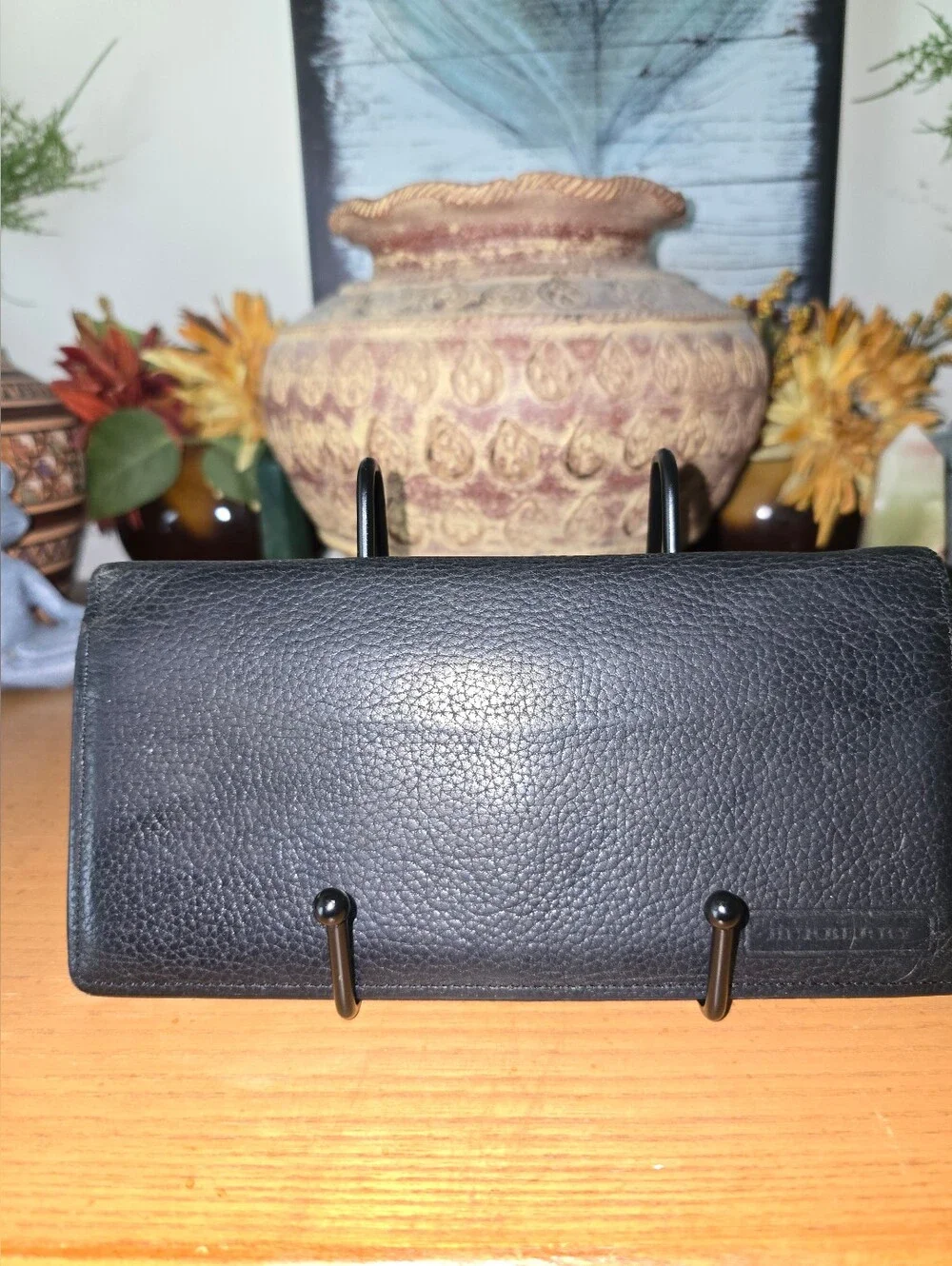 Burberry Black Leather Long Bifold Wallet EUC